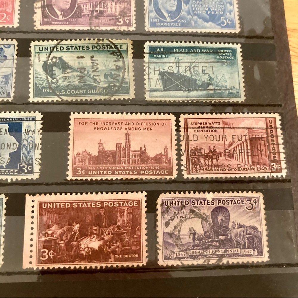 1940s Vintage Stamp Collection Page Ephemera US Stamps WWII Collectibles - Picture 11 of 15